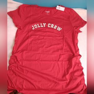 Old Navy Maternity Gifting Graphic Jolly Crew Red Women's L T-Shirt NWT
